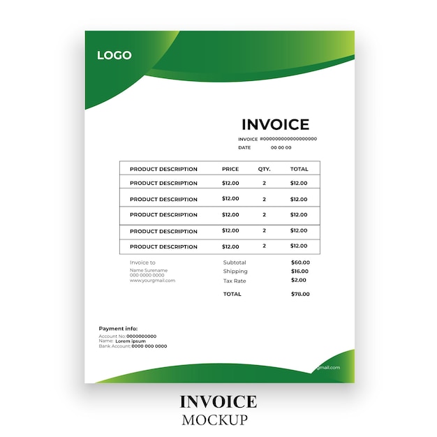 Free vector minimal invoice modern simple design template