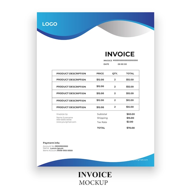 Free vector minimal invoice modern simple design template