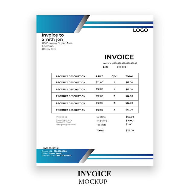 Free vector minimal invoice modern simple design template