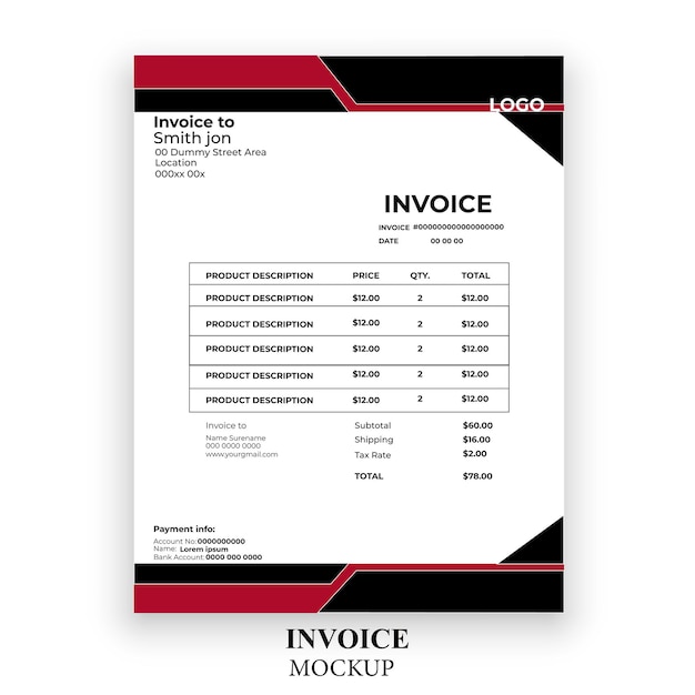 Free vector minimal invoice modern simple design template