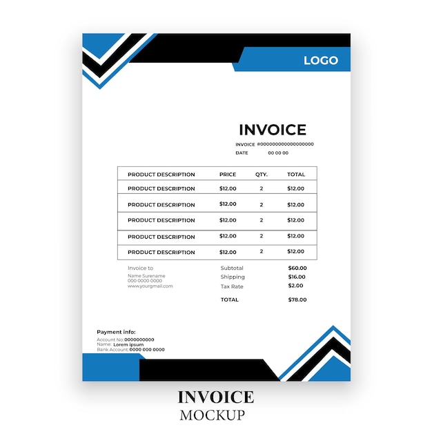 Free vector minimal invoice modern simple design template