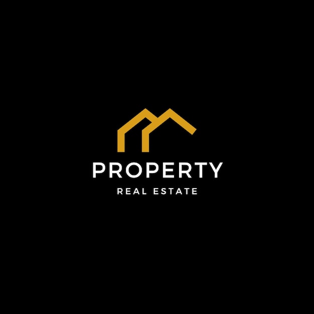 Free vector minimalist luxury black and gold house real estate company logo