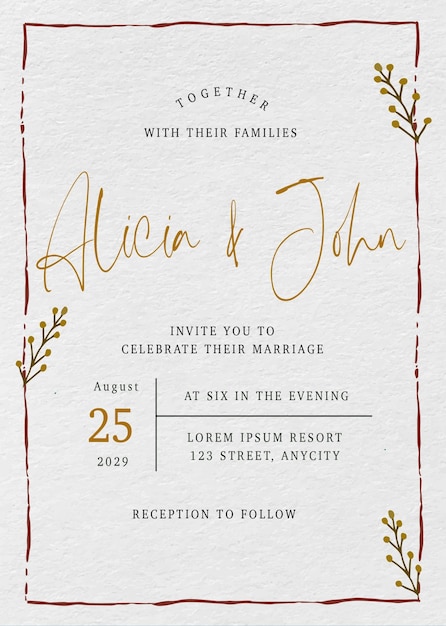 free vector minimalist watercolor border wedding invitation potrait