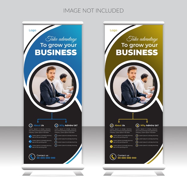 Free vector modern business roll up banner template design unique roll up stand banner design