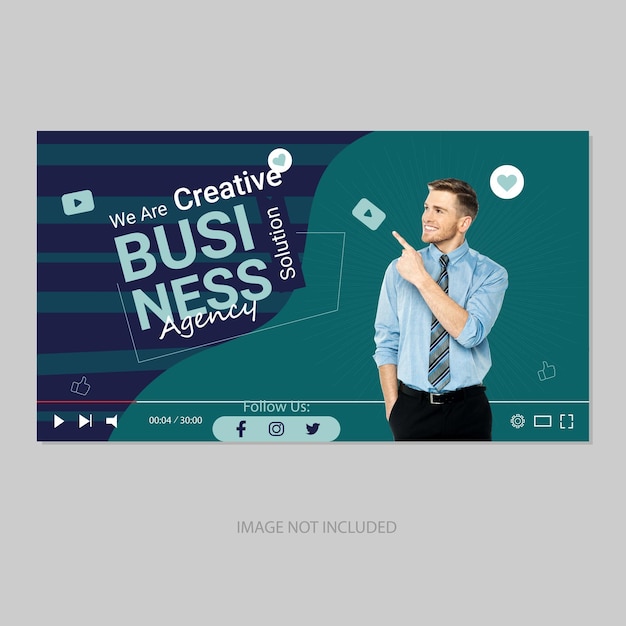 Free vector modern business you tube thumbnail design teplate