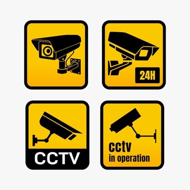 Free vector modern cctv sign collection with flat design