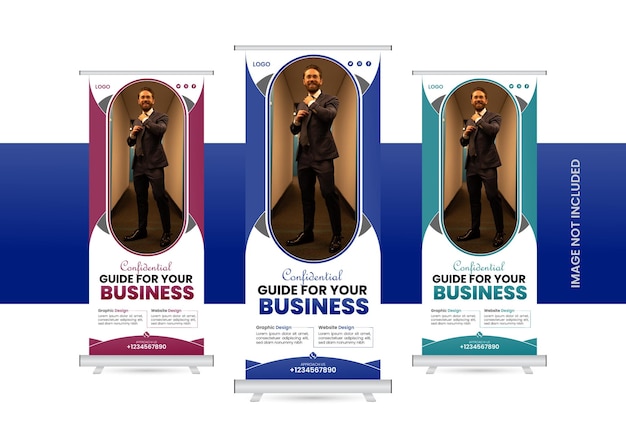 Free vector modern company roll up standee banner design template