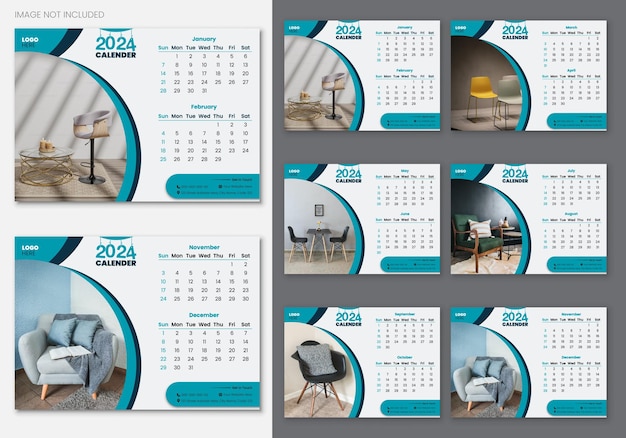 Free vector modern design 2024 calendar template