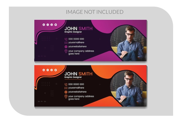 Free vector modern email signature card template with social media  cover design