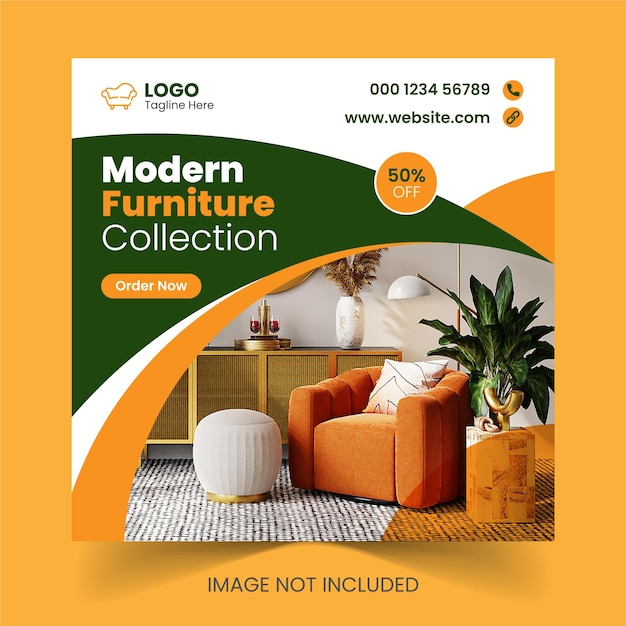 Vector free vector modern furniture sale for social media or instagram post template web banner design