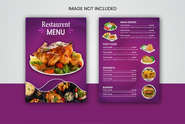 Бесплатное векторное современное меню ресторана для фаст-фуда