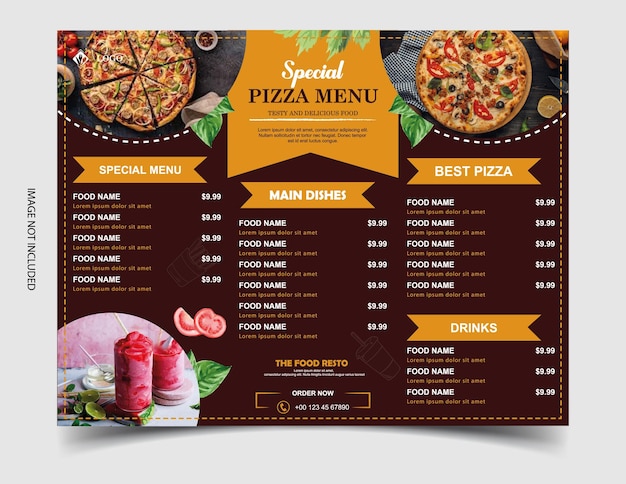 Vector free vector modern restaurant menu for pizza