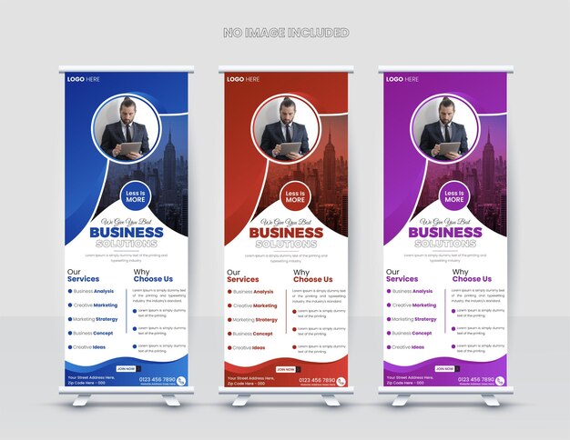 Free vector modern roll up banner with 3 Different Colour