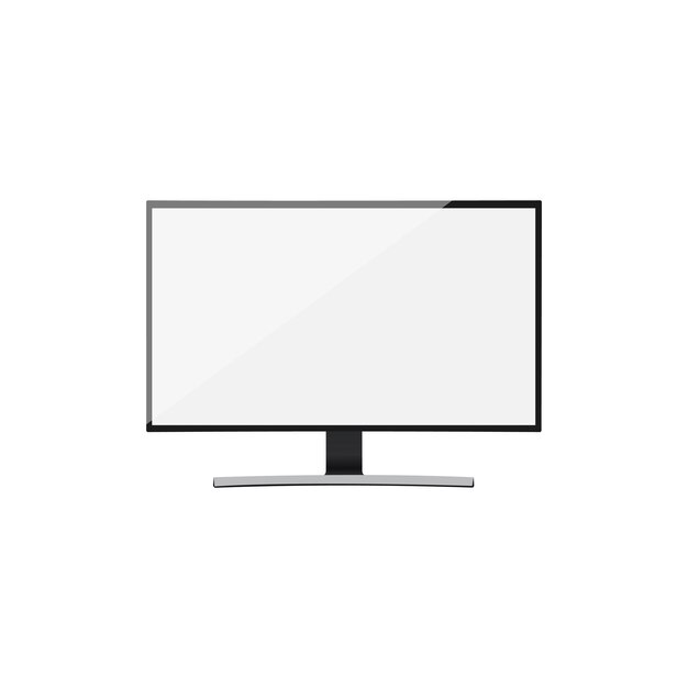 Free vector monitor design with blank white screen isolated on white background