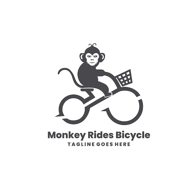 Свободный векторный логотип обезьяны ездит на велосипеде