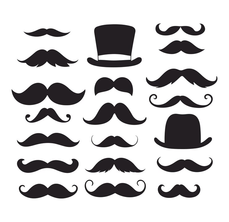 Vector free vector monochrome moustache icons set