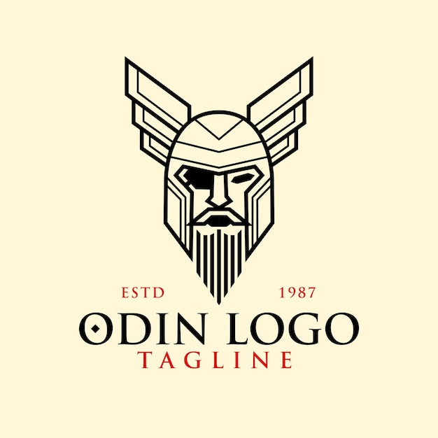 Free vector monoline simple Odin logo template flat design