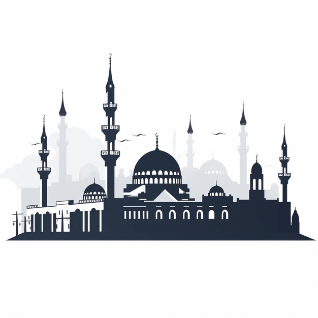 Free vector mosque silhouettes painting isolated