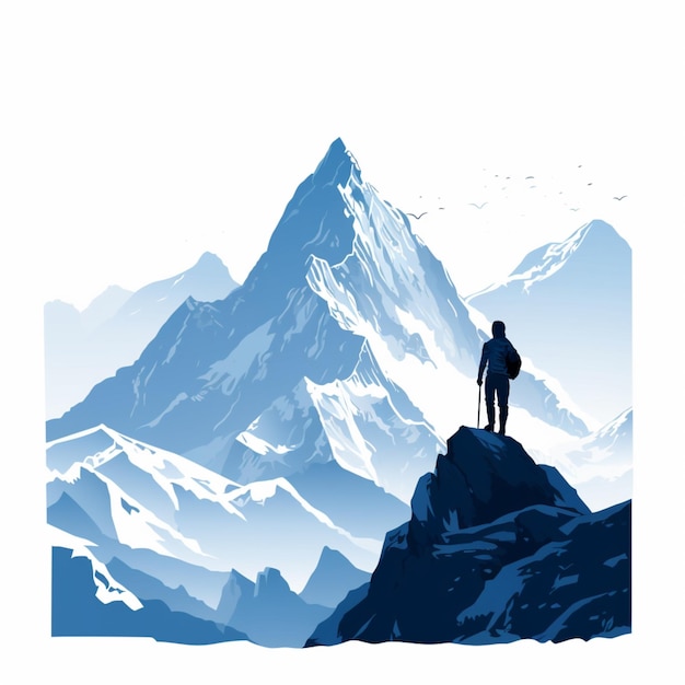 Vettore pittura isolata di silhouette di montagne vettoriali libere