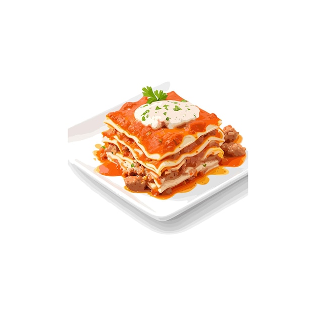 Vector free vector of mouthwatering classic lasagna with vegetables