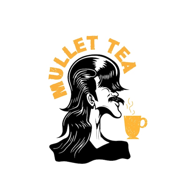 Free Vector Mullet Tea Man Logo