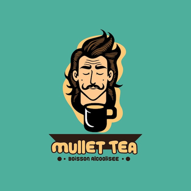 Free Vector Mullet Tea Man Logo