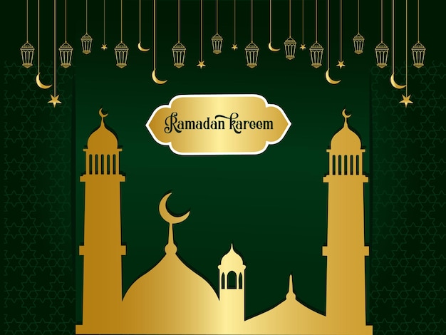 Vector free vector muslim ramadan kareem green modern festival greeting design