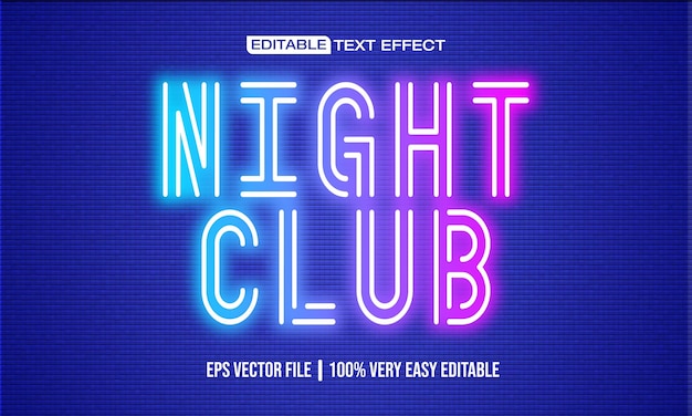 Free vector neon night club text effect