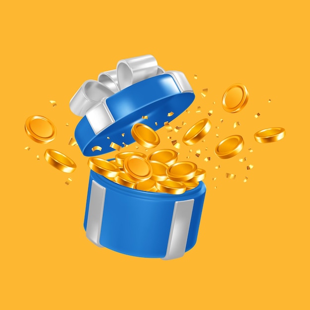 free vector open gift box gold coins explosion illustration