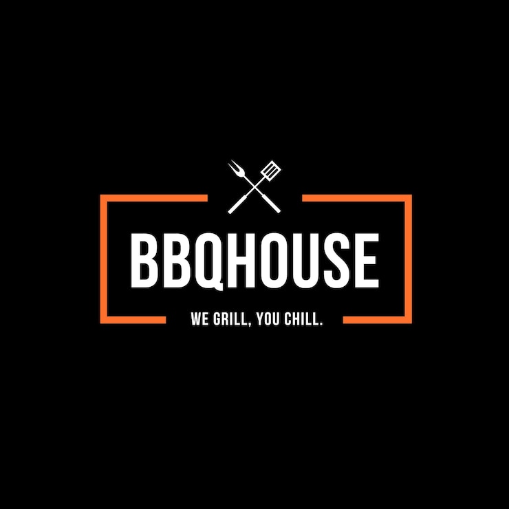 Vector 무료 터 오렌지와 검은 전문 bbq 음식 레스토랑 로고