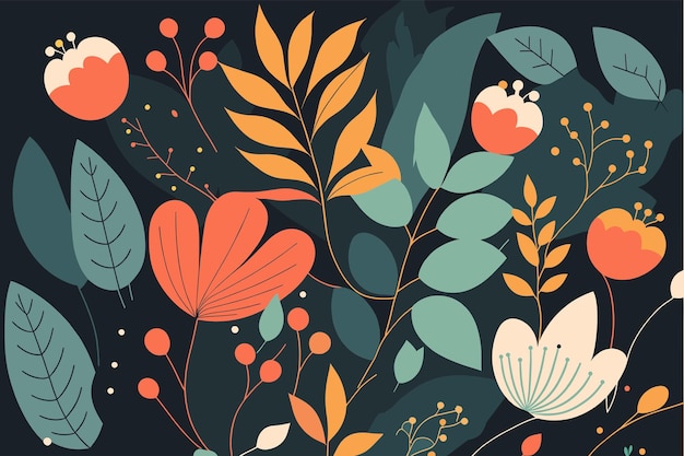 Free vector organic flat design abstract floral pattern