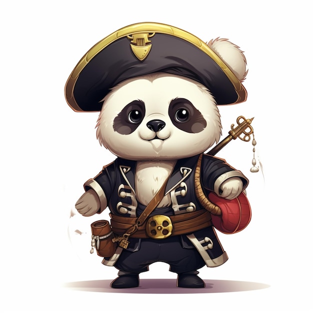 Free vector panda cartoon vector painting isolated