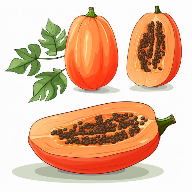 Vector free vector papaya vector painting isolated