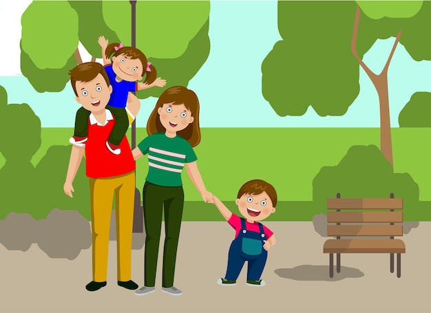 Free Vector Parent with their baby kids in garden