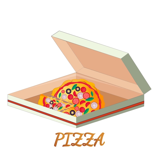 Свободная векторная пицца с листьями базилика, помидорами, соусом, сыром моцарелла, грибами и маслинами