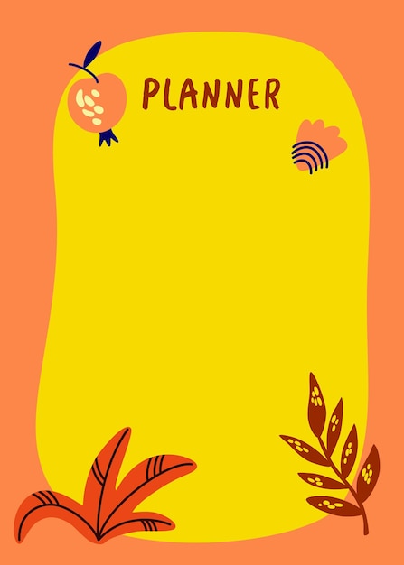 Free vector planner template with leaves