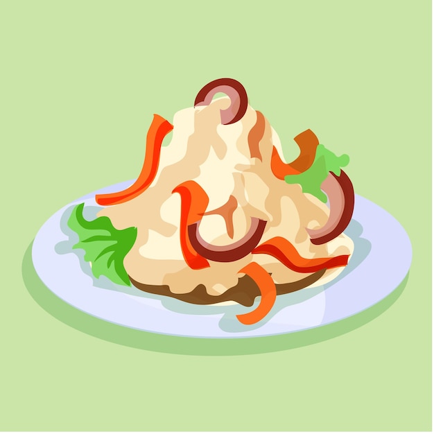 Free vector a plate of food that has the word salad on it