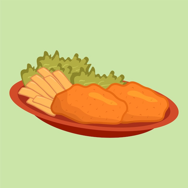 Free vector a plate of food with a plate of fish and vegetables
