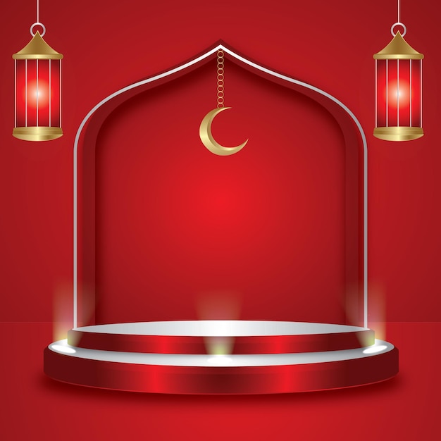 Free vector podium platform islamic ramadan fasting background