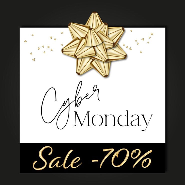 Vector free vector post template cyber monday sale 70 percent discount with gold bow