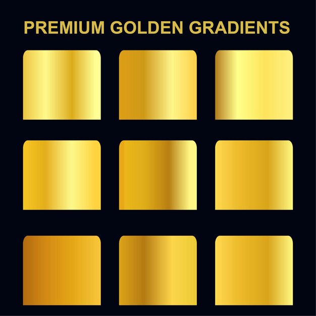 Free vector premium gold gradients swatches and metallic gold set