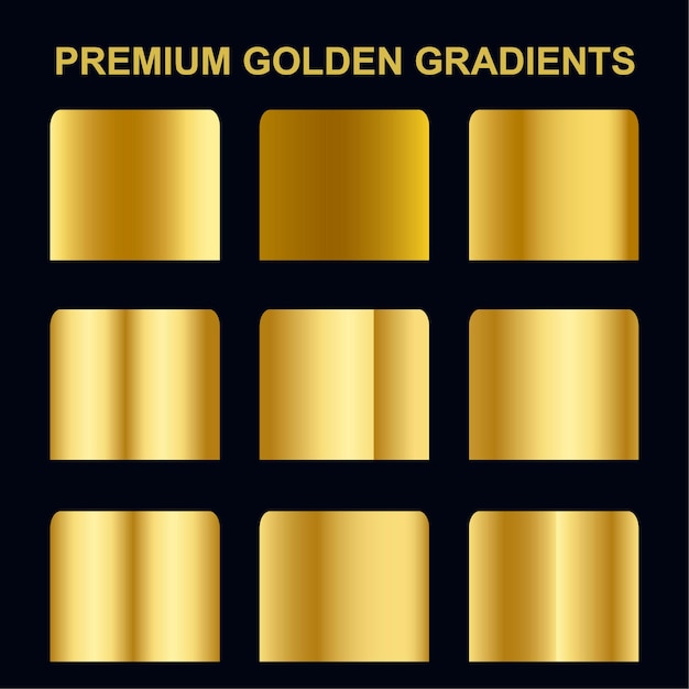 Free vector premium gold gradients swatches and metallic gold set