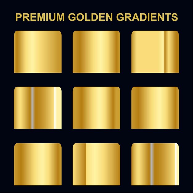 Free vector premium gold gradients swatches and metallic gold set