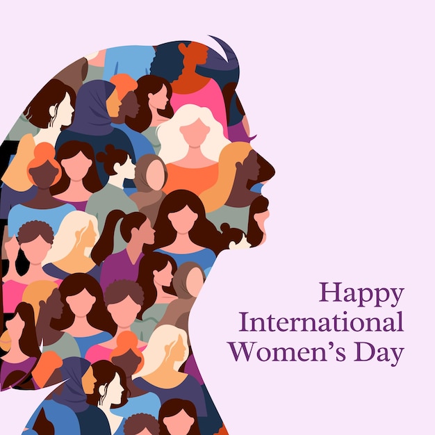 Free vector purple simple illustrative international womens day greeting