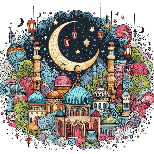 Free vector Ramadan Kareem hand drawn illustration collection