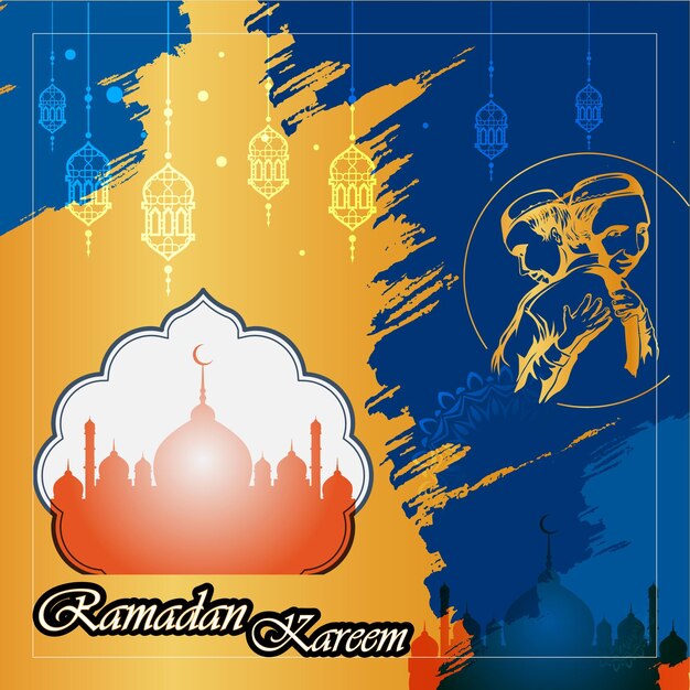 무료 벡터 라마단 카림 포스트 디자인 또는 이슬람 축제 종교 인스타그램 스토리