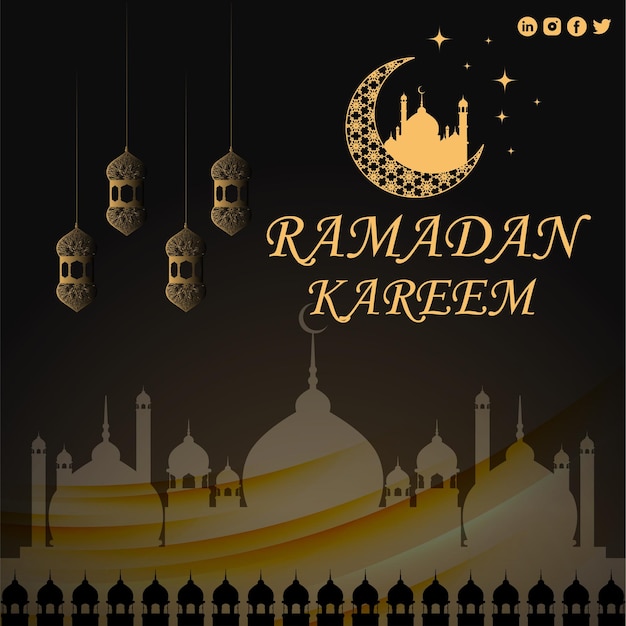 Free vector ramadan kareem poster design for instagram or social media posts