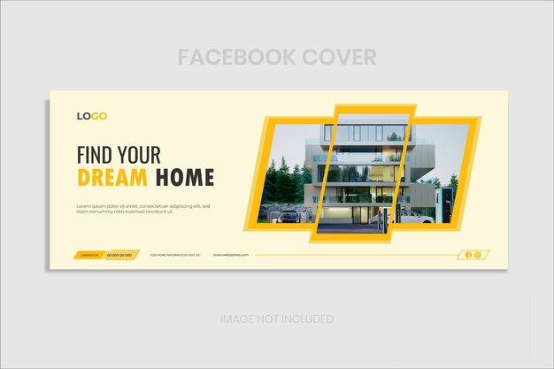 Vettore modello di copertina facebook gratuito per immobili vettoriali
