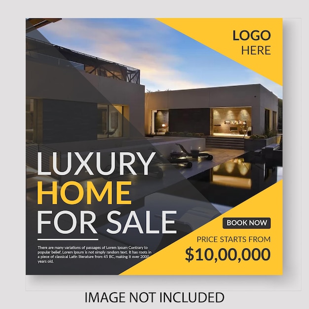 Free vector real estate house property instagram post or square web banner template