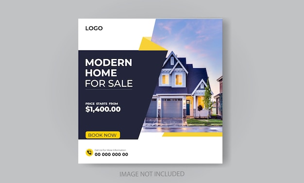 Free vector real estate house property social media banner template